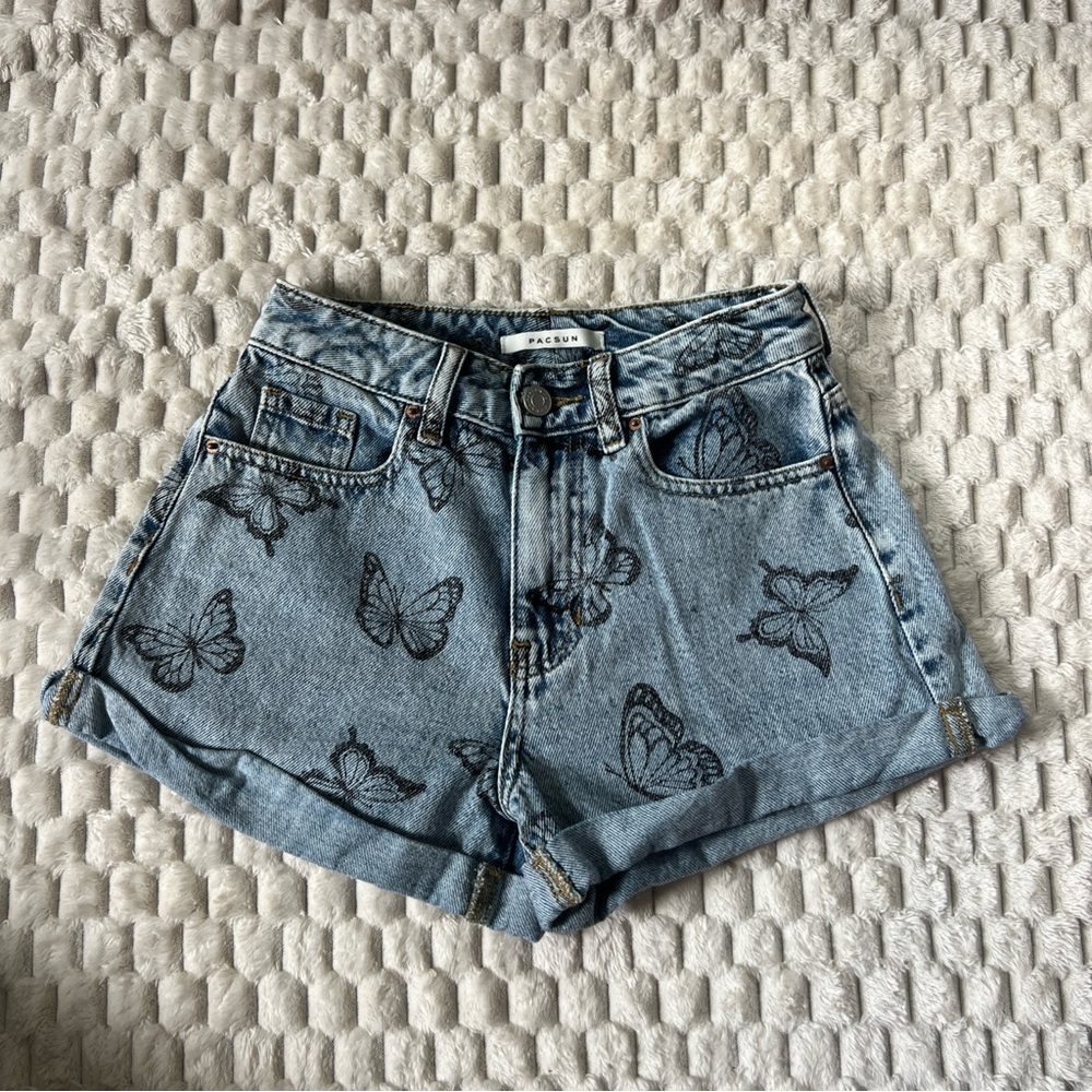 Pacsun Denim Cuffed Shorts Butterfly Mom Shorts Size 22